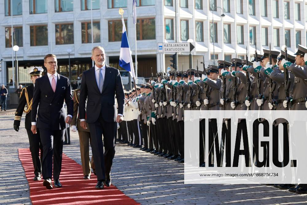 Finland King Felipe with President Alexander Stubb during the official welcoming ceremony marking the start of the statevisit to Finland. Â