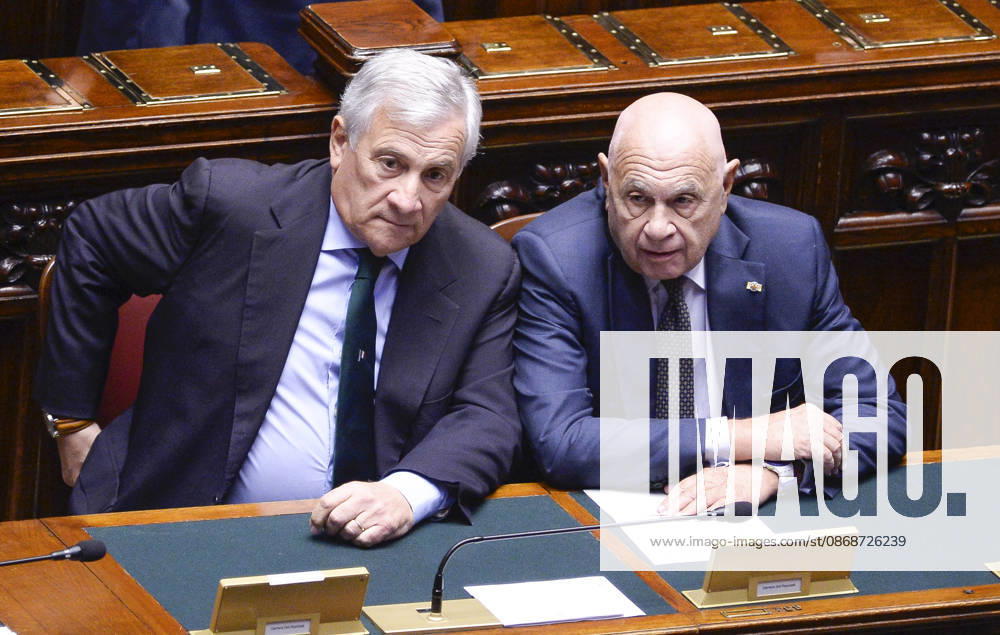 IPA89364989 - Rome, Chamber of Deputies: Electoral Law, explanations of vote, and vote of confidence on Article 1; pictured: Antonio Tajani and Carlo Nordio