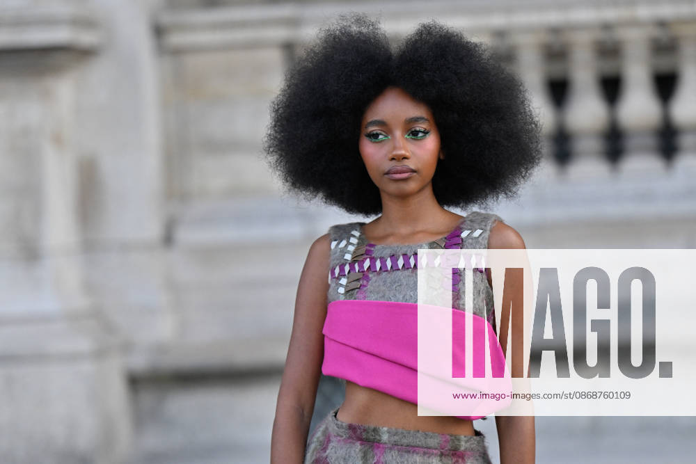 PFW Louis Vuitton Outside Arrivals Joyce Cisse, flowerovlove arriving at Louis Vuitton show during Paris Fashion Week, in Paris, France on 6 October 2026. Photo by Julien Reynaud APS-Medias ABACAPRESS.COM Paris France