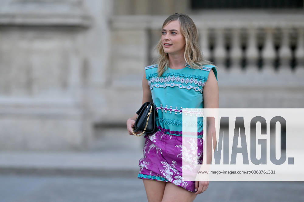 PFW Louis Vuitton Outside Arrivals Jeanne Goursaud arriving at Louis Vuitton show during Paris Fashion Week, in Paris, France on 6 October 2026. Photo by Julien Reynaud APS-Medias ABACAPRESS.COM Paris France