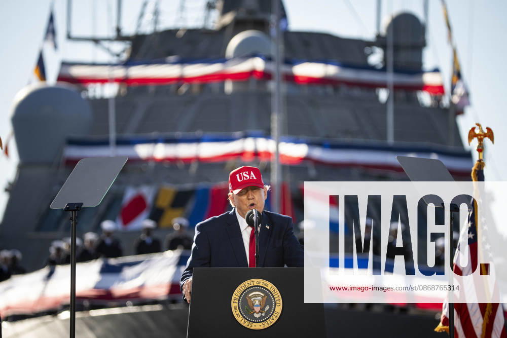 President Donald Trump speaks during an event at Tradepoint Atlantic in Sparrows Point, Marylan on Tuesday, Oct. 6, 2026. Anduril Industries, known for building drones and autonomous aircraft, is investing $3.7 billion to build a massive new shipbuilding facility named Arsenal 2 in Maryland, a move that will enhance the US Navy s nuclear-powered submarine production. BAL20261006137 AlxDrago