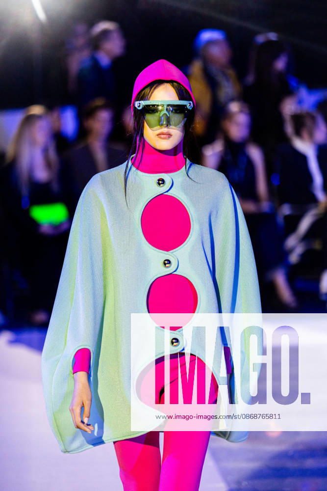 PFW Pierre Cardin Runway NB A model walks the runway during the Pierre Cardin Womenswear Spring Summer 2027 show at Pailleron ice rink as part of Paris Fashion Week on October 06, 2026 in Paris, France. Photo by Nasser Berzane ABACAPRESS.COM Paris France