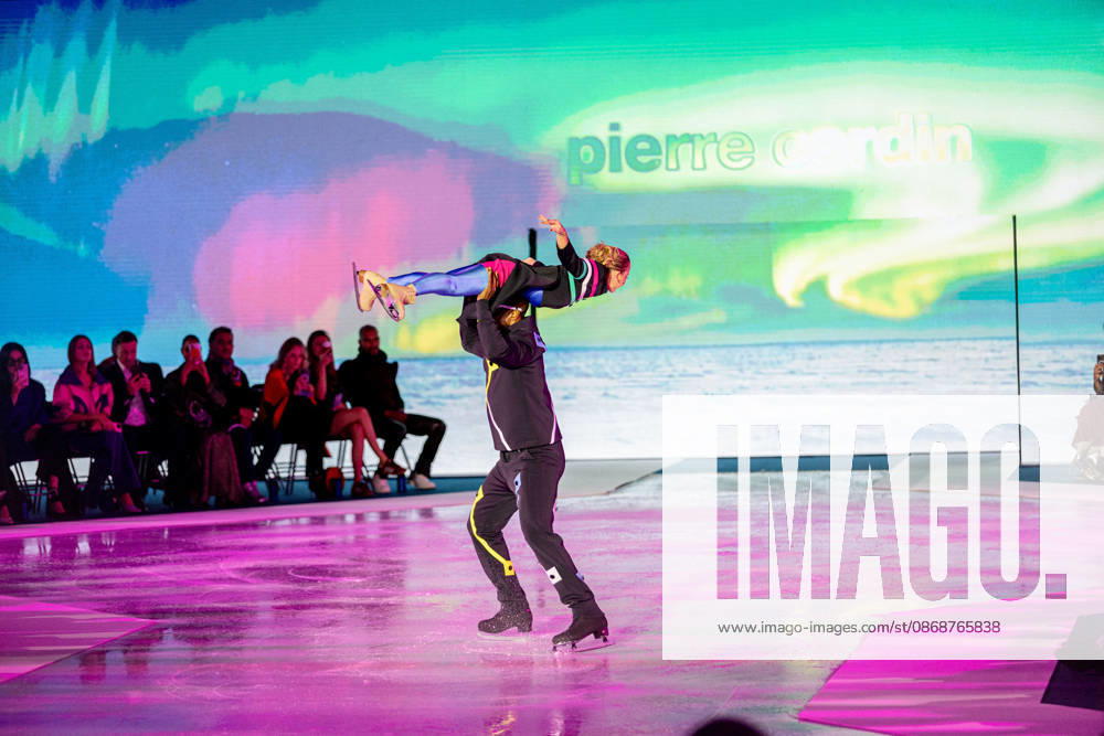 PFW Pierre Cardin Runway NB A model walks the runway during the Pierre Cardin Womenswear Spring Summer 2027 show at Pailleron ice rink as part of Paris Fashion Week on October 06, 2026 in Paris, France. Photo by Nasser Berzane ABACAPRESS.COM Paris France