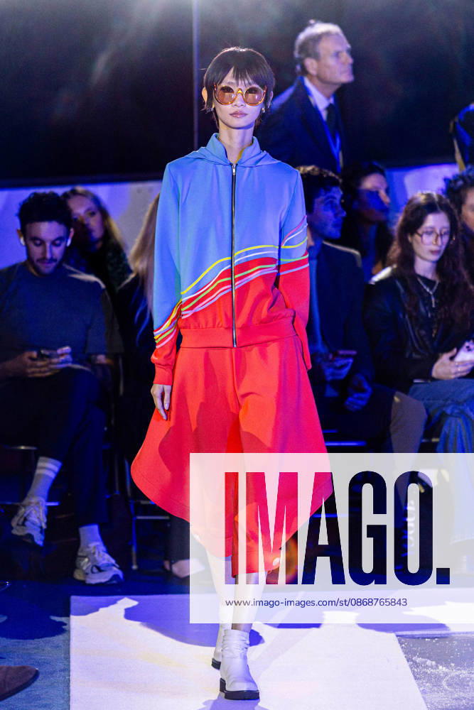 PFW Pierre Cardin Runway NB A model walks the runway during the Pierre Cardin Womenswear Spring Summer 2027 show at Pailleron ice rink as part of Paris Fashion Week on October 06, 2026 in Paris, France. Photo by Nasser Berzane ABACAPRESS.COM Paris France