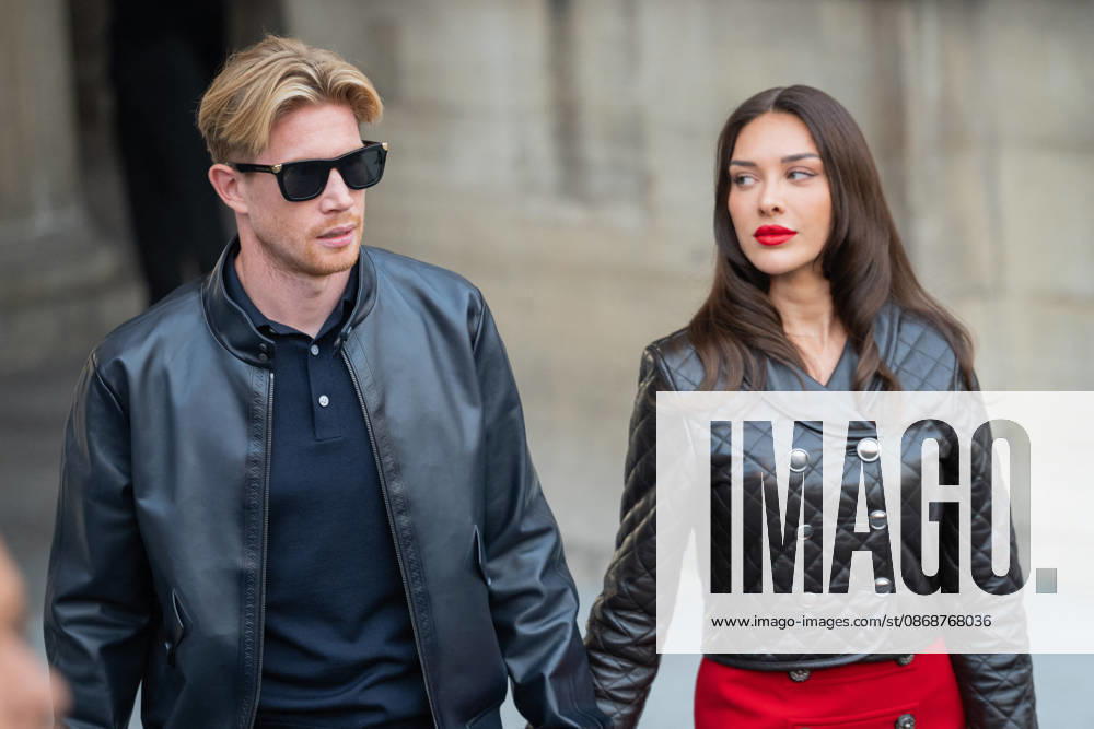 PFW - Louis Vuitton Front Row - Paris Belgium s midfielder 07 Kevin De Bruyne (L) and his wife Michele De Bruyne poses as she arrives ahead of the Louis Vuitton Women s Spring Summer 2027 collection fashion show as part of the Paris Fashion Week, in Paris, France on October 6, 2026. Photo by Alexis Jumeau ABACAPRESS.COM Paris France