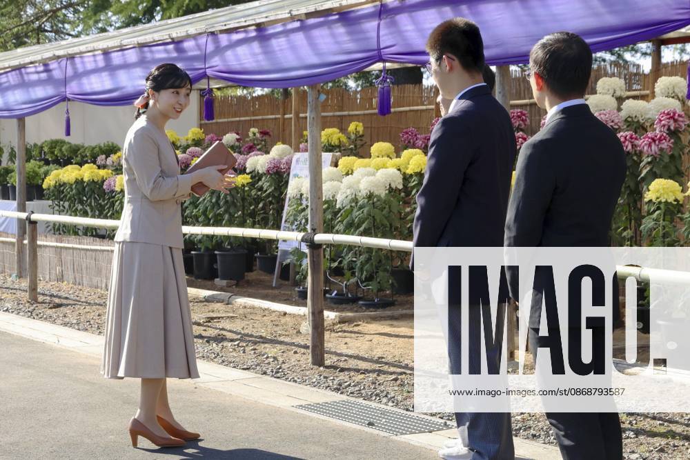 Princess Kako in Kyoto Pref. Japanese Princess Kako (L) visits a chrysanthemum exhibition in Kyotamba in Kyoto Prefecture, western Japan, on Oct. 6, 2026. (Pool photo) A14AA0005630345P