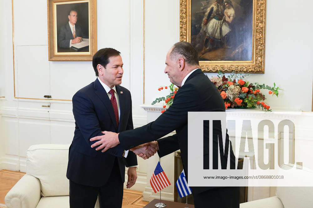 Greek Foreign Minister Giorgos Gerapetritis meets US Secretary of State Marco Rubio in Athens ATHENS, GREECE - OCTOBER 7: Greek Foreign Minister Giorgos Gerapetritis meets with US Secretary of State Marco Rubio at the Ministry of Foreign Affairs in Athens, Greece on October 7, 2026. Costas Baltas Anadolu Athens Greece. Editorial use only. Please get in touch for any other usage.