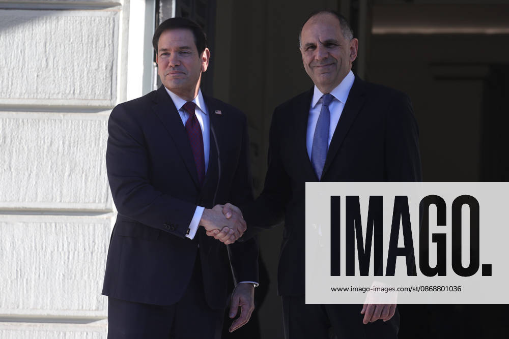 Greek Foreign Minister Giorgos Gerapetritis meets US Secretary of State Marco Rubio in Athens ATHENS, GREECE - OCTOBER 7: Greek Foreign Minister Giorgos Gerapetritis meets with US Secretary of State Marco Rubio at the Ministry of Foreign Affairs in Athens, Greece on October 7, 2026. Ayhan Mehmet Anadolu Athens Greece. Editorial use only. Please get in touch for any other usage.