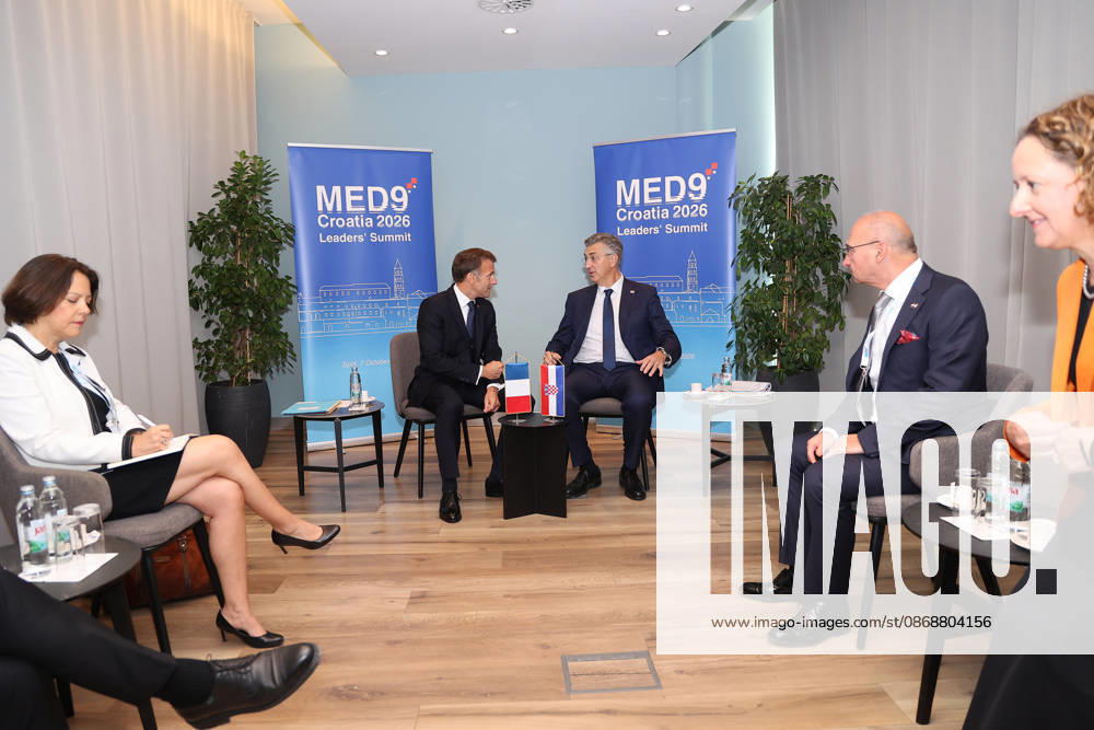 EU MED9 Bilateral meet Plenkovic - Macron Croatian Prime Minister Andrej Plenkovic meets French President Emmanuel Macron during bilateral meetings on the sidelines of the EU MED9 summit in Split, Croatia on October 7, 2027. IvanaxIvanovic PIXSELL