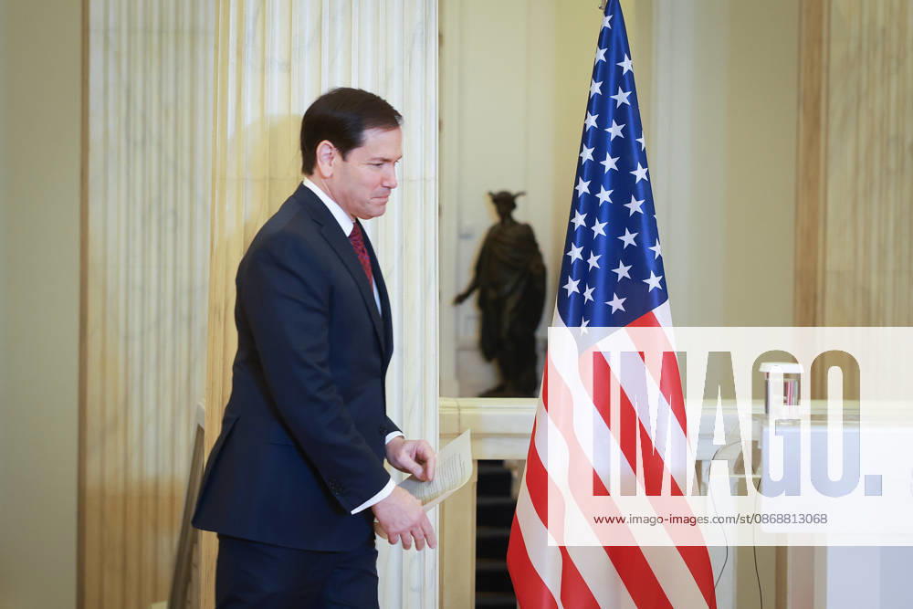 Greek Foreign Minister Giorgos Gerapetritis, US Secretary of State Marco Rubio hold joint press conference in Athens ATHENS, GREECE - OCTOBER 07: US Secretary of State Marco Rubio holds a joint press conference with Greek Foreign Minister Giorgos Gerapetritis (not seen) at the Foreign Ministry in Athens, Greece, on October 07, 2026. Costas Baltas Anadolu Athens Greece. Editorial use only. Please get in touch for any other usage.
