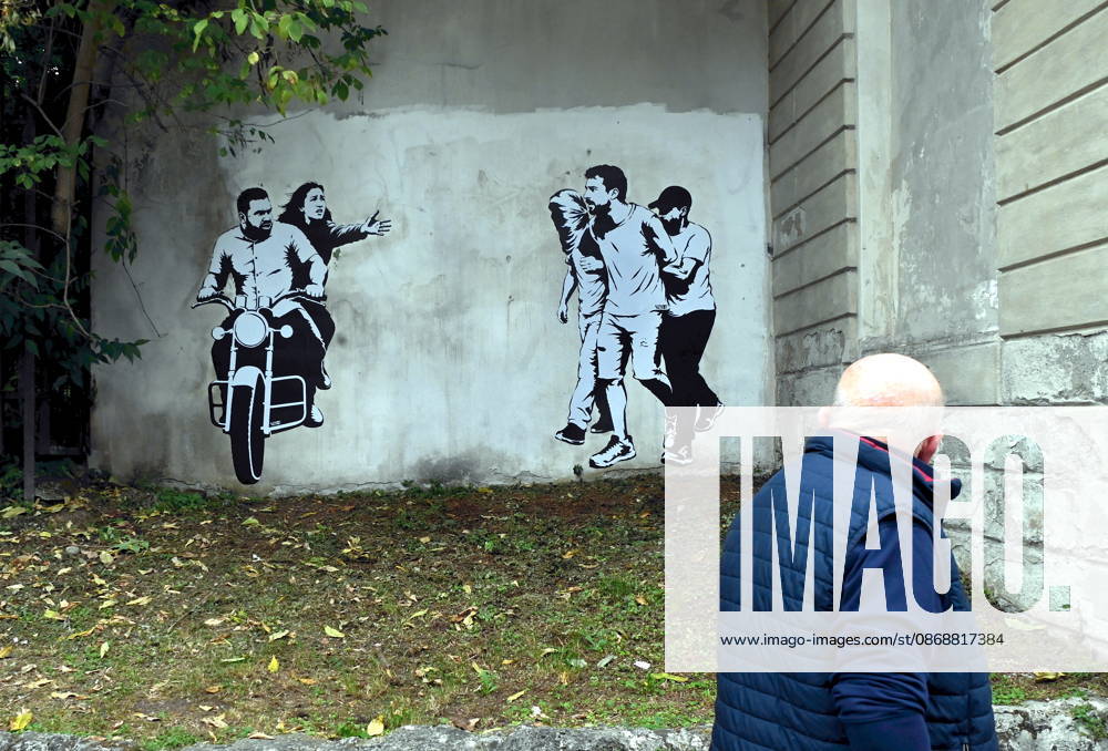 IPA89393691 - MILAN - October 7, 2026 - A mural by Alexandro Palombo, an artwork on display on October 7 at the Museum of Modern Art, located at 16 Via Palestro, dedicated to the young couple kidnapped during the attack on the Nova Music Festival