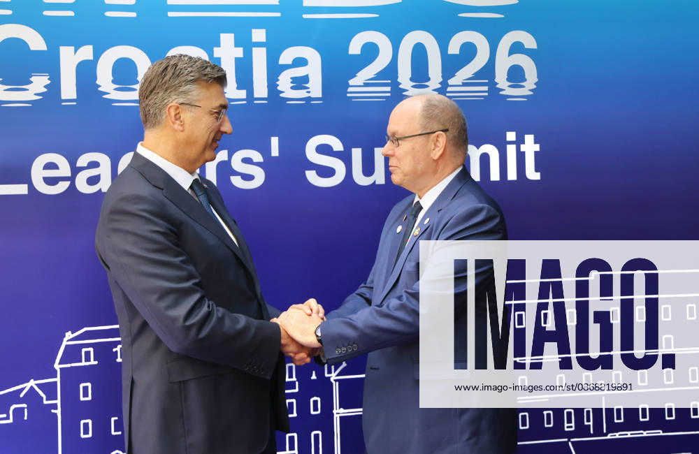 EU MED9 Prime Minister of Croatia Andrej Plenkovic welcomes Prince Albert II of Monaco for EU MED9 summit at Split, Croatia on October 7, 2026. IvoxCagalj PIXSELL