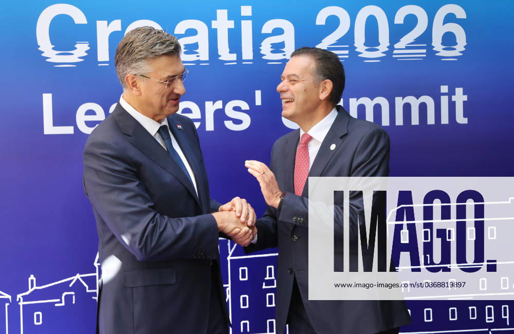 EU MED9 Prime Minister of Croatia Andrej Plenkovic welcomes Prime Minister of Potugal Luis Montenegro for EU MED9 summit at Split, Croatia on October 7, 2026. IvoxCagalj PIXSELL