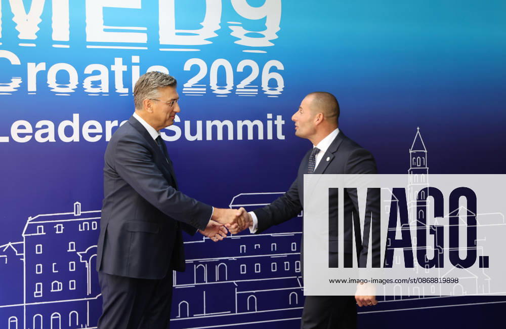 EU MED9 Prime Minister of Croatia Andrej Plenkovic welcomes Prime Minister of Malta Robert Abela for EU MED9 summit at Split, Croatia on October 7, 2026. Photo IvoxCagalj PIXSELL