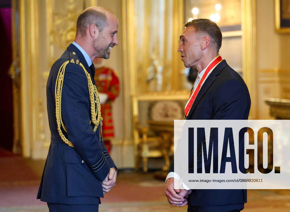 Investitures at Windsor Castle 07 10 2026. Windsor, UK. Sir Kevin Sinfield receives the Honour of Knighthood from The Prince of Wales at an investiture ceremony at Windsor Castle, Berkshire., Credit:Andrew Parsons Kensington Palace B66 Avalon United Kingdom, England, Windsor