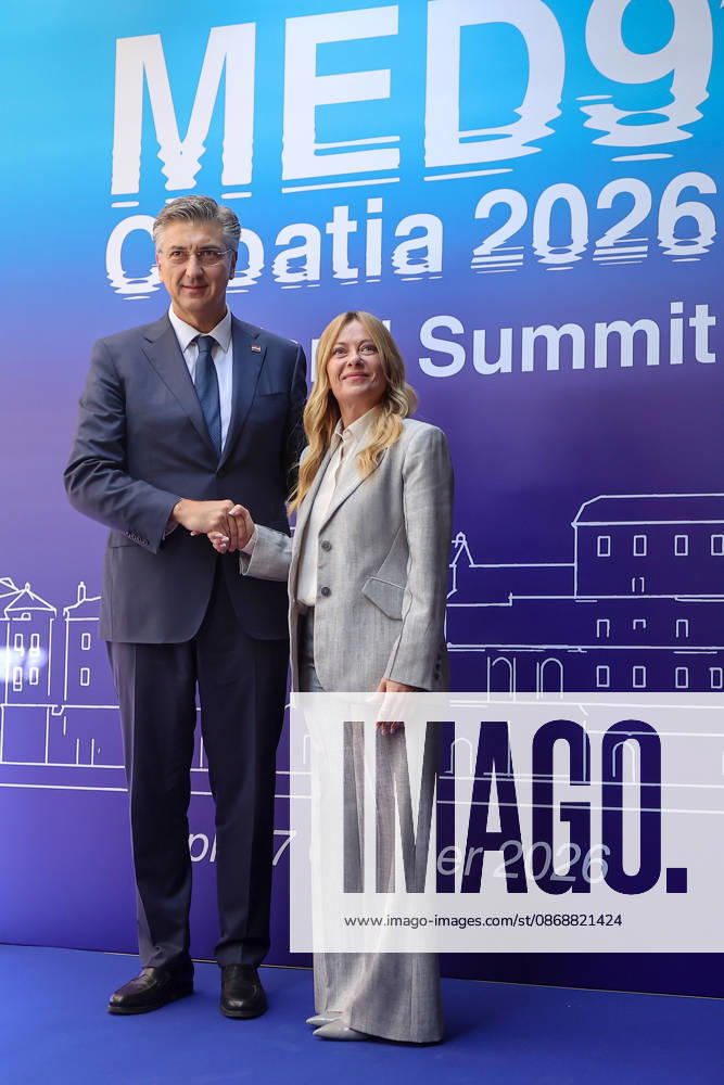 EU MED9 Prime Minister of Croatia Andrej Plenkovic welcomes Prime Minister of Italy Giorgia Meloni for EU MED9 summit at Split, Croatia on October 7, 2026. IvanaxIvanovic PIXSELL