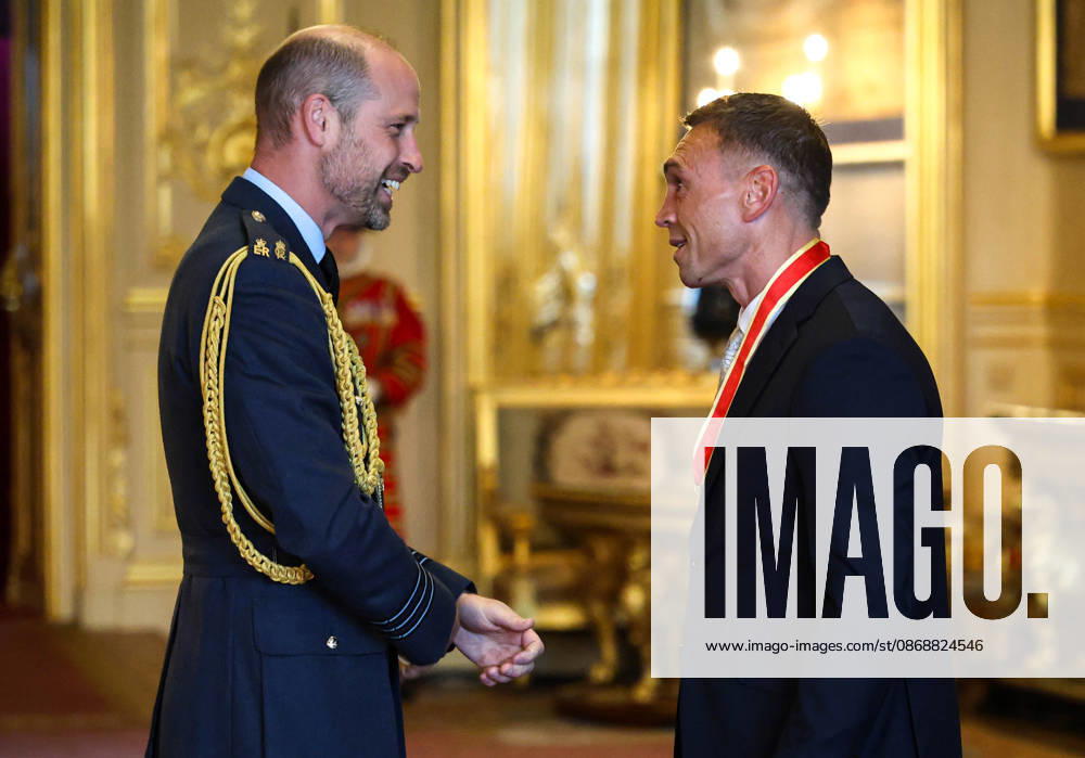 Investitures at Windsor Castle 07 10 2026. Windsor, UK. Sir Kevin Sinfield receives the Honour of Knighthood from The Prince of Wales at an investiture ceremony at Windsor Castle, Berkshire., Credit:Andrew Parsons Kensington Palace B66 Avalon United Kingdom, England, Windsor