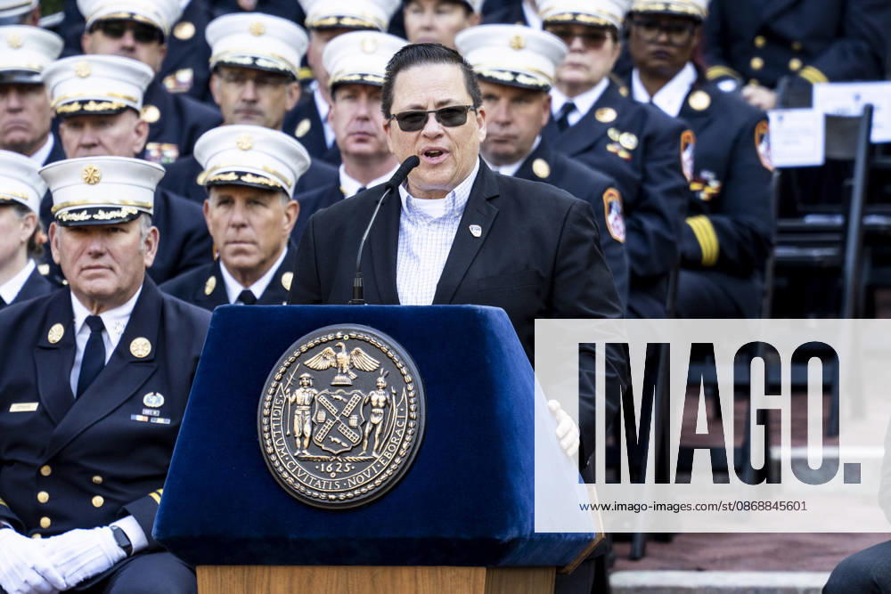Fire Department of the City of New York (FDNY) Commissioner LILLIAN BONSIGNORE speaking at the 119th Annual FDNY (Fire Department of the City of New York) Memorial Service in New York City. New York City United States - ZUMAb161 20261007_aap_b161_005