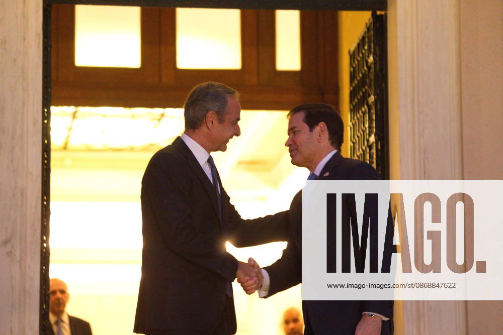 U.S. Secretary of State Marco Rubio meets with Greek Prime Minister Kyriakos Mitsotakis at the Maximos Mansion in Athens on Wednesday, October 7, 2026, during Rubioâ€⠢s official visit to Greece for the sixth Greeceâ€U.S. Strategic Dialogue. The meeting focuses on bilateral relations, defense and regional security, energy cooperation and wider developments in the Eastern Mediterranean. Athens Greece - ZUMAv62_ 20261007_zaf_v62_002