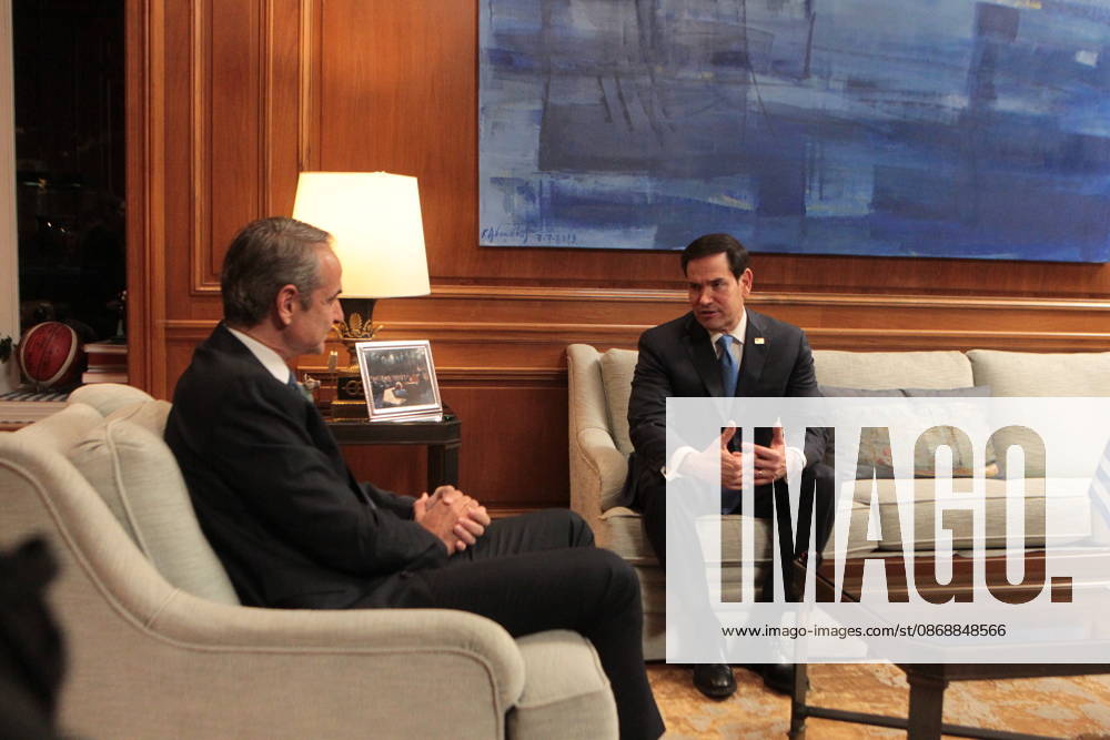 U.S. Secretary of State Marco Rubio meets with Greek Prime Minister Kyriakos Mitsotakis at the Maximos Mansion in Athens on Wednesday, October 7, 2026, during Rubioâ€⠢s official visit to Greece for the sixth Greeceâ€U.S. Strategic Dialogue. The meeting focuses on bilateral relations, defense and regional security, energy cooperation and wider developments in the Eastern Mediterranean. Athens Greece - ZUMAv62_ 20261007_zaf_v62_007