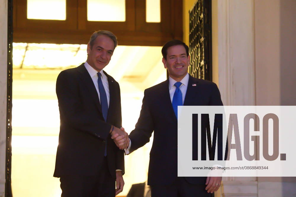 U.S. Secretary of State Marco Rubio meets with Greek Prime Minister Kyriakos Mitsotakis at the Maximos Mansion in Athens on Wednesday, October 7, 2026, during Rubioâ€⠢s official visit to Greece for the sixth Greeceâ€U.S. Strategic Dialogue. The meeting focuses on bilateral relations, defense and regional security, energy cooperation and wider developments in the Eastern Mediterranean. Athens Greece - ZUMAv62_ 20261007_zaf_v62_010