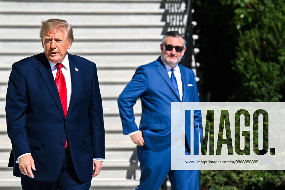 Trump Makes Oval Office Announcement WASHINGTON, DC - OCT. 7: US President Donald Trump and US Senator Ted Cruz (R-TX) walk out of the South Portico to depart the White House on Wednesday, Oct. 7, 2026 in Washington, D.C. (Photo by Annabelle Gordon Pool For The Washington Post) Washington DC United States
