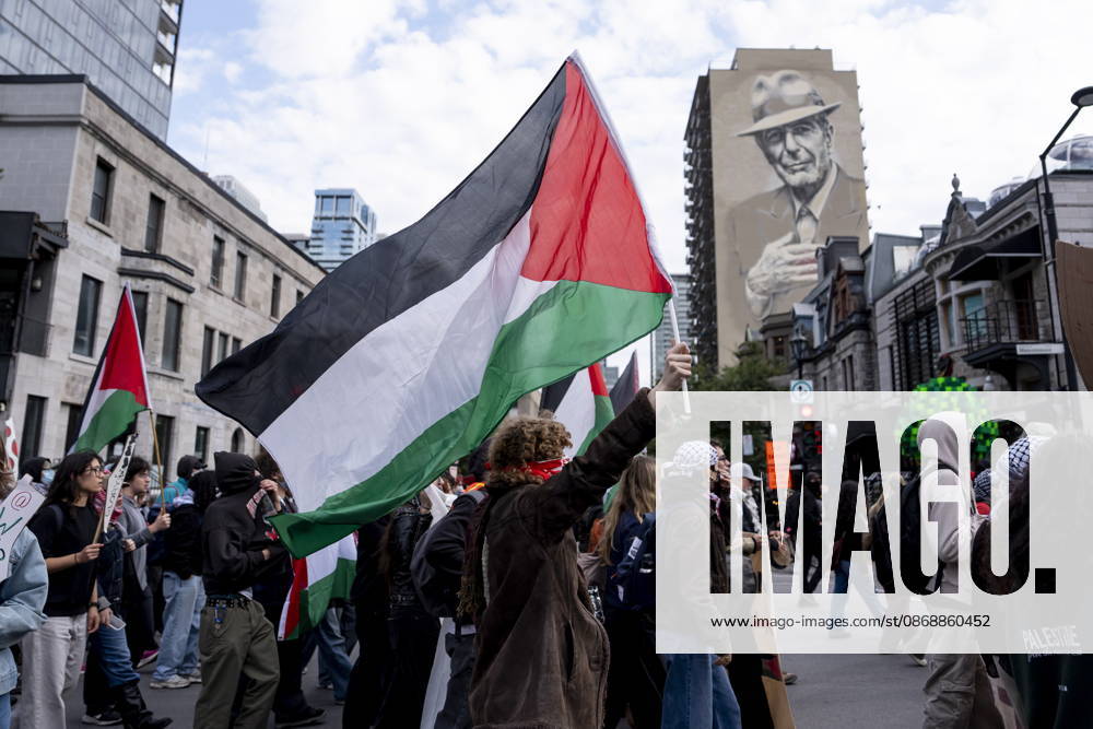 People take part in a pro-Palestinian march in Montreal, on Wednesday, Oct. 7, 2026. Montreal CANADA - ZUMAc35_ 20261007_zaf_c35_056