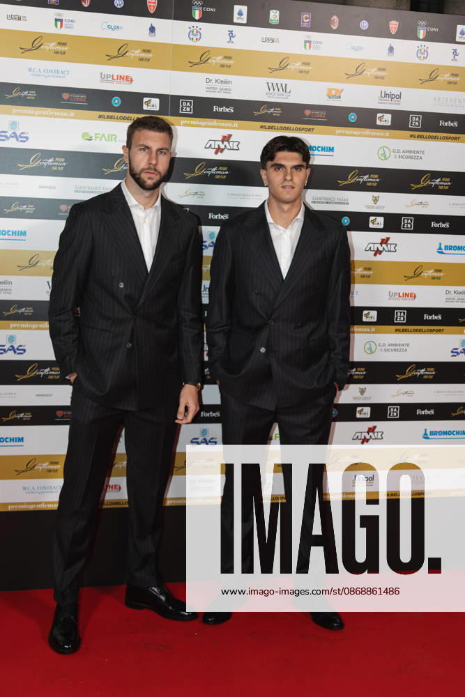 IPA89410572 - Strahinja Pavlovic and Matteo Bartesaghi on the red carpet at the Gentleman Fair Play Awards, October 7, 2026 _ Scuola Teulie, Milan, during the 2026 Gentleman Fair Play Awards; News in Milan, Italy