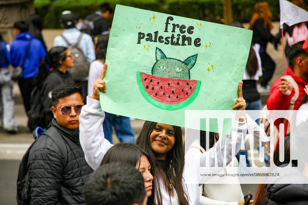 TO-45388 & x2013; Mexico City, October 7, 2026: Hundreds of students from the Rafael Ram& xed;rez National Federation of Revolutionary Students are protesting against the genocide in Palestine at the former U.S. Embassy site in Mexico City, where they smashed pi& xf1;atas bearing the likenesses of Donald Trump and Benjamin Netanyahu. Photo: Ian Robles .com.mx - ZUMAcs4_ 20261007_faa_cs4_184