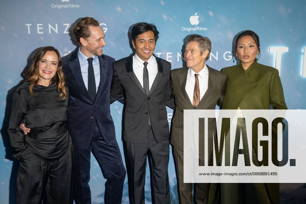 (L-R) Jennifer Peedom, Tom Hiddleston, Genden Phuntsok, Willem Dafoe and Thinley Lhamo attend.Apple Original Films Tenzing New York Premiere at DGA Theater on October 07, 2026 in New York City. New York United States - ZUMAs197 20261007_aaa_s197_460