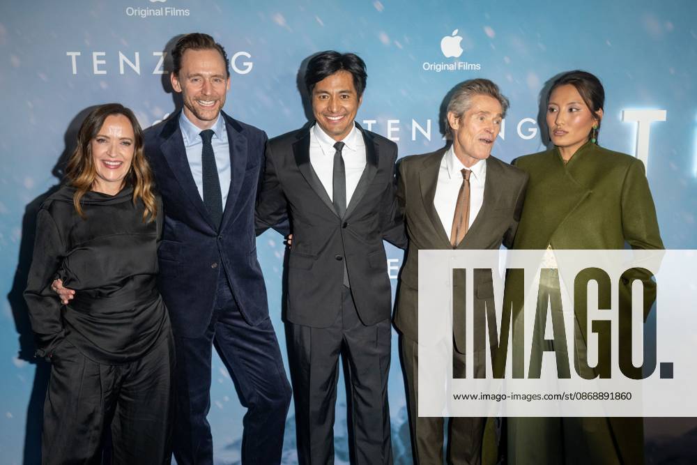 (L-R) Jennifer Peedom, Tom Hiddleston, Genden Phuntsok, Willem Dafoe and Thinley Lhamo attend.Apple Original Films Tenzing New York Premiere at DGA Theater on October 07, 2026 in New York City. New York United States - ZUMAs197 20261007_aaa_s197_484