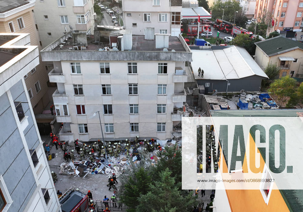 Partial collapse occurs in 7-story building in Istanbul s Maltepe district ISTANBUL, TURKIYE - OCTOBER 8: An aerial view shows search and rescue operations underway after the lower floors of a seven-story building partially collapse in the Maltepe district of Istanbul, Turkiye, on October 8, 2026. Murat Sengul Anadolu Istanbul Turkey. Editorial use only. Please get in touch for any other usage.