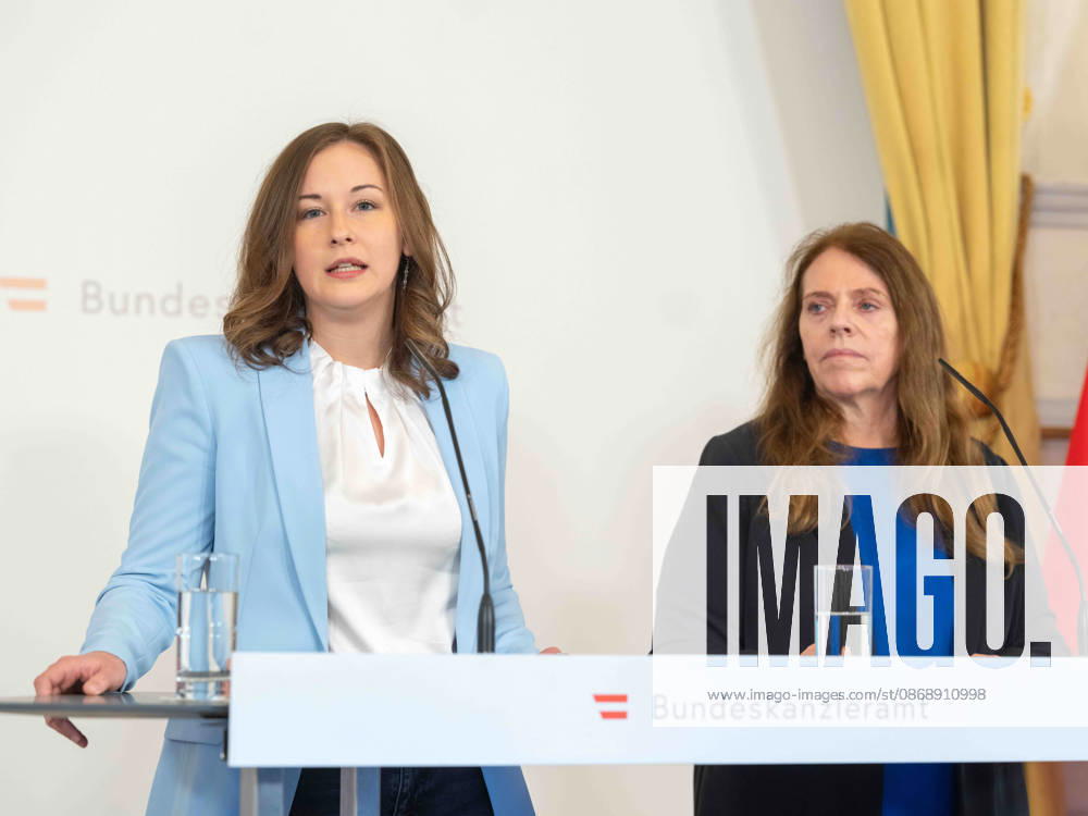 2026-10-08-Präsentation-Elementarbildung Bundesministerin für Europa, Integration und Familie im Bundeskanzleramt Claudia Plakolm (ÖVP) und fachstatistische Generaldirektorin Manuela Lenk (Statistik Austria) am 8. Oktober 2026 bei der Präsentation des Monitoringberichts Elementarbildung 2025 26 der Statistik Austria im Bundeskanzleramt in Wien, Wien, Österreich.
