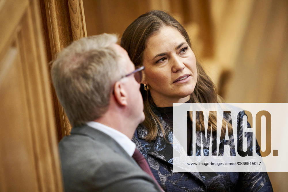Opening debate in the Danish Parliament Morten Boedskov, The Social Democratic Party and Marie Bjerre, The Liberal Party during the opening debate in the Folketing Hall at Christiansborg on Thursday, October 8, 2026. (Photo: Thomas Traasdahl Ritzau Scanpix) , Copenhagen Denmark