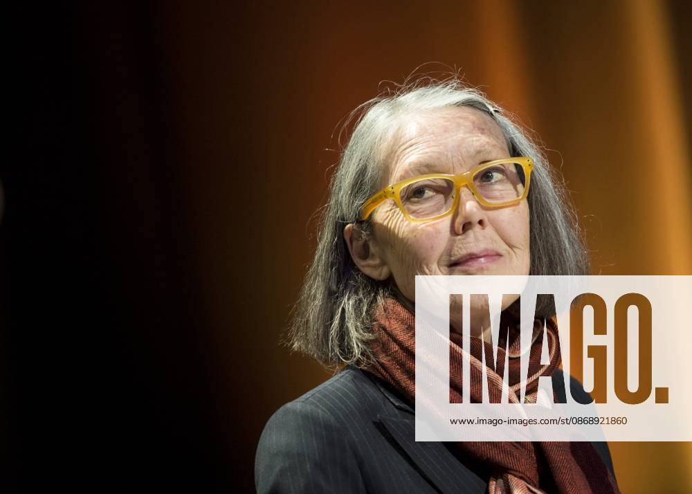 Canadian poet Anne Carson performs her work *Antigonick* at the Moderna Museet art gallery in Stockholm, Sweden, on May 8, 2015 STOCKHOLM SWEDEN ACE