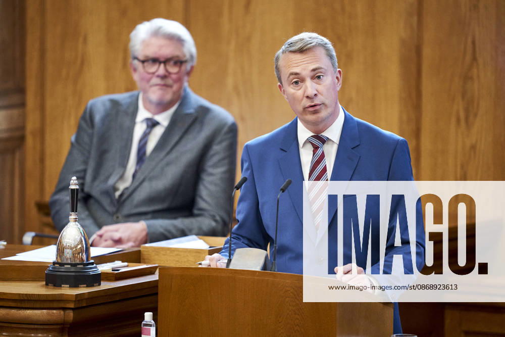 Opening debate in the Danish Parliament Morten Messerschmidt, chairman of the Danish People s Party at the podium during the opening debate of the Parliament in the Parliament Hall at Christiansborg on Thursday, October 8, 2026. , Copenhagen Denmark