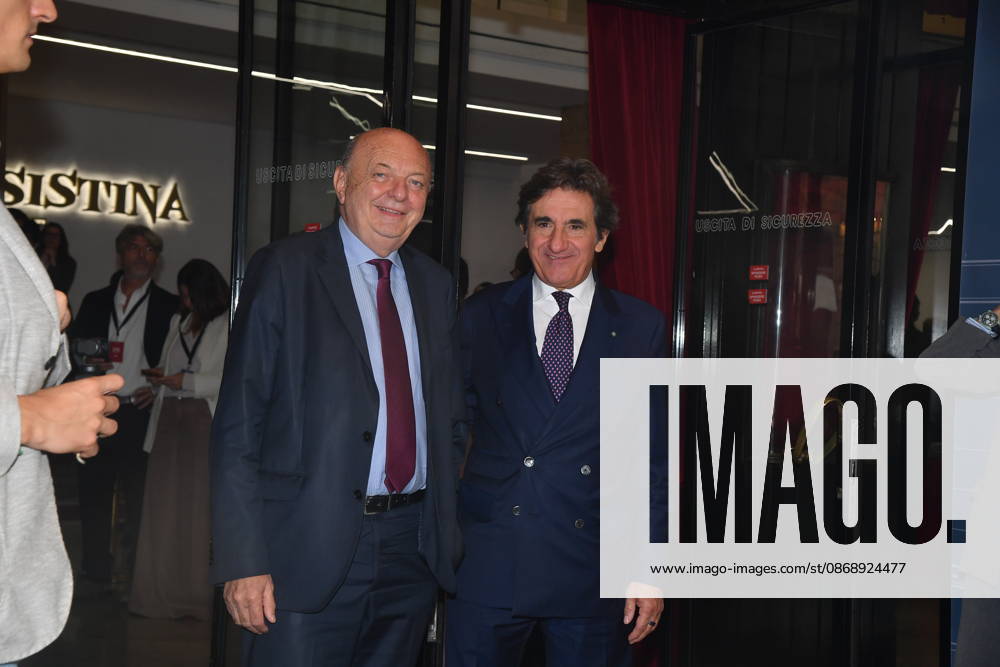 IPA89427768 - Rome, Teatro Sistina: Celebration marking the 150th anniversary of *Corriere della Sera*. Pictured: Gilberto Pichetto, Fratin, and Urbano Cairo