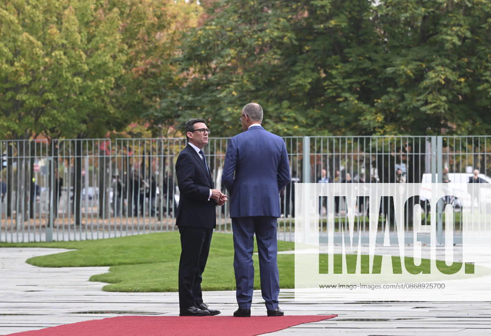British Prime Minister Burnham welcomed with military ceremony in Berlin BERLIN, GERMANY - OCTOBER 8: German Chancellor Friedrich Merz (R) welcomes British Prime Minister Andy Burnham (L) with a military ceremony at the Federal Chancellery in Berlin, Germany, on October 8, 2026. Halil Sagirkaya Anadolu Berlin Germany. Editorial use only. Please get in touch for any other usage.