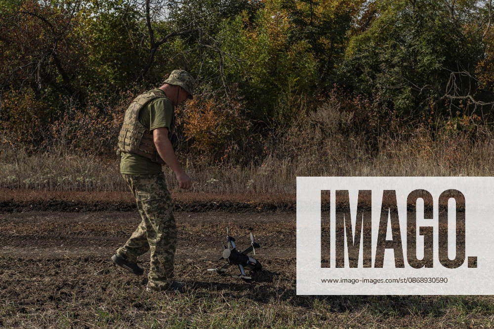 Ukrainian drone units are on duty at the front lines in Donetsk Region DONETSK REGION, UKRAINE - OCTOBER 8: A Ukrainian soldier takes a drone to attack enemy drones in the Donetsk region, Ukraine, 8 October 2026 Diego Herrera Carcedo Anadolu Donetsk Ukraine. Editorial use only. Please get in touch for any other usage.
