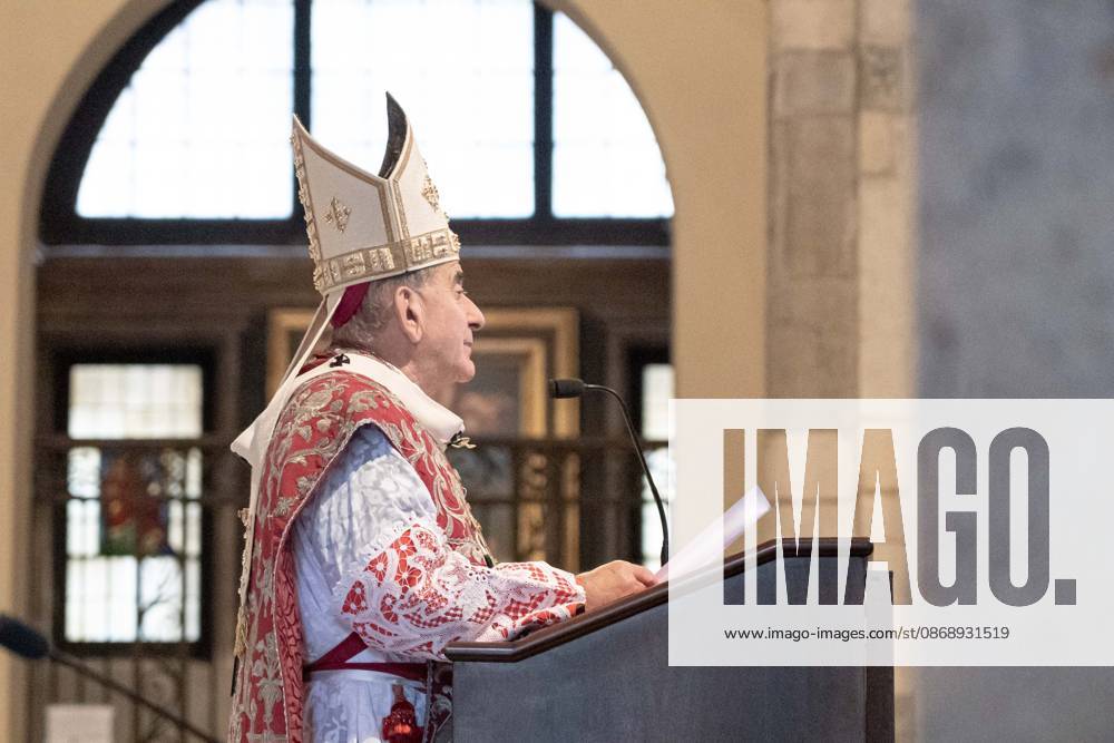 IPA89429930 - Milan, October 8, 26, Basilica of St. Ambrose, Eucharistic celebration marking the 25th anniversary of the Linate plane crash Pictured: Mario Delpini, Archbishop of Milan