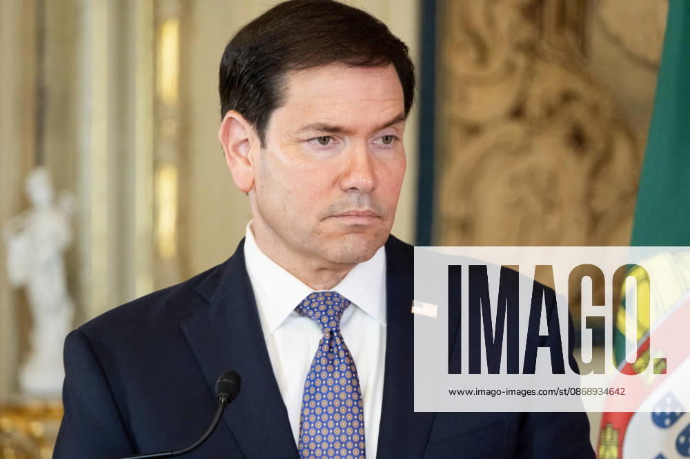 U.S. Secretary of State MARCO RUBIO speaks during a joint press conference with Portuguese Minister of State and Foreign Affairs PAULO RANGEL at Palacio das Necessidades in Lisbon, Portugal, on October 8, 2026. The media appearance follows their bilateral meeting during RUBIO s visit to advance defense, economic and technology cooperation. Lisbon Portugal - ZUMAr238 20261008_zip_r238_018