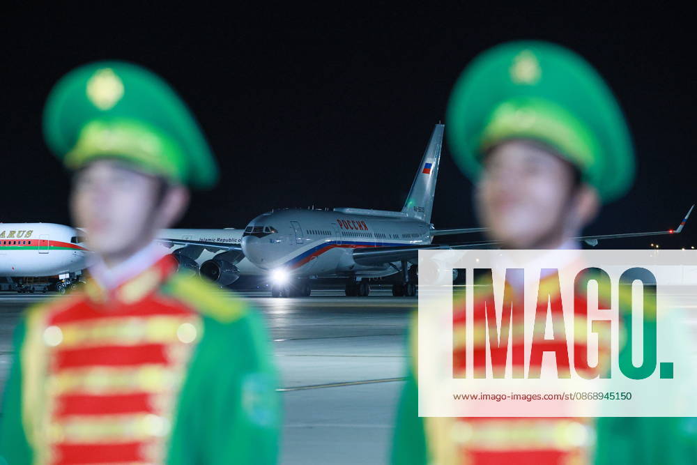 TURKMENISTAN, BALKAN PROVINCE - OCTOBER 8, 2026: Honour guards attend a ceremony to welcome the arrival of Vladimir Putin, President of Russia, ahead of a meeting of the CIS (Commonwealth of Independent States) Council of Heads of State in Turkmenbasy Turkmenistan - ZUMAt113 20261008_zaa_t113_509