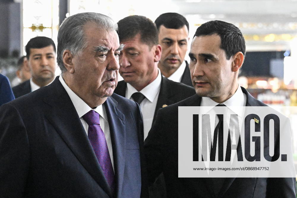 TURKMENISTAN, BALKAN PROVINCE - OCTOBER 8, 2026: Emomali Rahmon, President of Tajikistan, and his counterpart Serdar Berdimuhamedow (L-R front) of Turkmenistan visit a traditional food festival in the Awaza National Tourist Zone on the sidelines of a meeting of the CIS (Commonwealth of Independent States) Council of Heads of State in Turkmenbasy Turkmenistan - ZUMAt113 20261008_zaa_t113_533