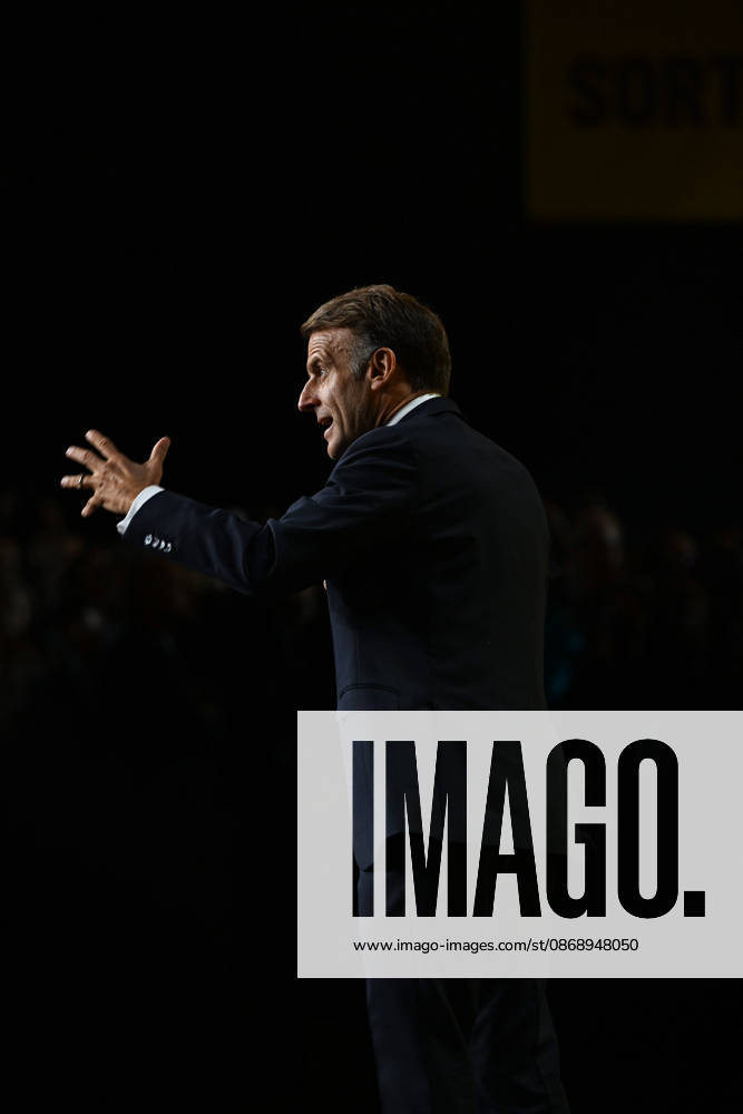 President Macron at Bpifrance Inno Generation - Paris France s President Emmanuel Macron delivers a speech on stage during the Bpifrance Inno Generation (BIG) event, one of Europe’s largest gatherings dedicated to entrepreneurs, in Paris, France on October 8, 2026. Photo by Jeanne Accorsini Pool ABACAPRESS.COM Paris France