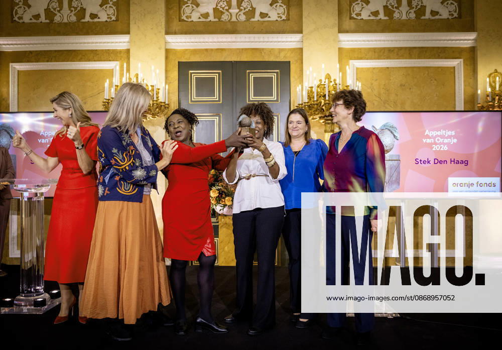 Palace Queen Maxima presented the 2026 Appeltjes van Oranje awards at palace Noordeinde in The Hague. Winner Mega D youth foundation Â