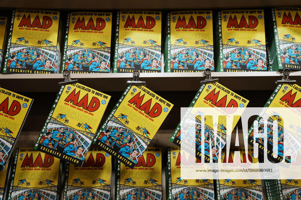 A magazine stand for MAD Magazine at the 2026 New York Comic Con at the Javits Center on October 8, 2026 in New York. New York USA - ZUMAb148 20261008_zap_b148_044