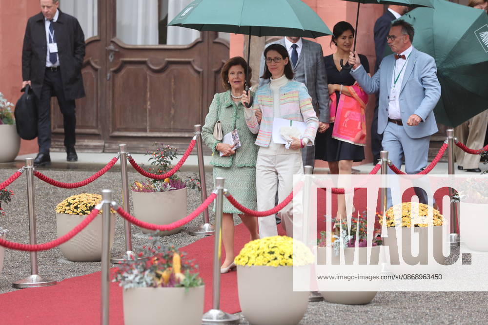Königin Silvia von Schweden, Bettina Gräfin Bernadotte und Björn Graf Bernadotte beim Jubiläum der Mentor-Stiftung auf der Insel Mainau. Mainau