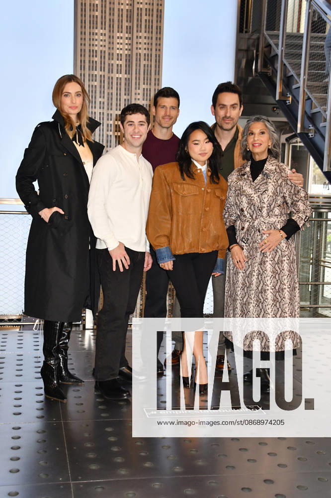 NEW YORK, NY- OCTOBER 8: Allegra Edwards, Jaren Lewison, Parker Young, Helen J. Shen, Ed Weeks and Rose Abdoo at the Empire State Building to Celebrate the Premiere of CBS New Series, Eternally Yours on October 8, 2026 in New York City. Credit: AdMedia New York City USA - ZUMAa123 20261008_zaa_a123_097
