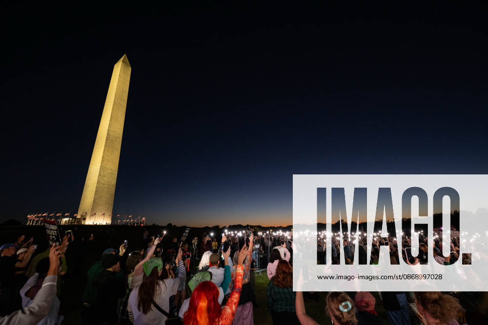 Demonstrators gather near the Washington Monument during a nationwide day of action against sexual violence in Washington. The demonstration is part of the I Am Jane Doe movement supporting a former Cornell University student who alleges she was sexually assaulted by members of a fraternity in 2024. Washington USA - ZUMAk206 20261008_znp_k206_026