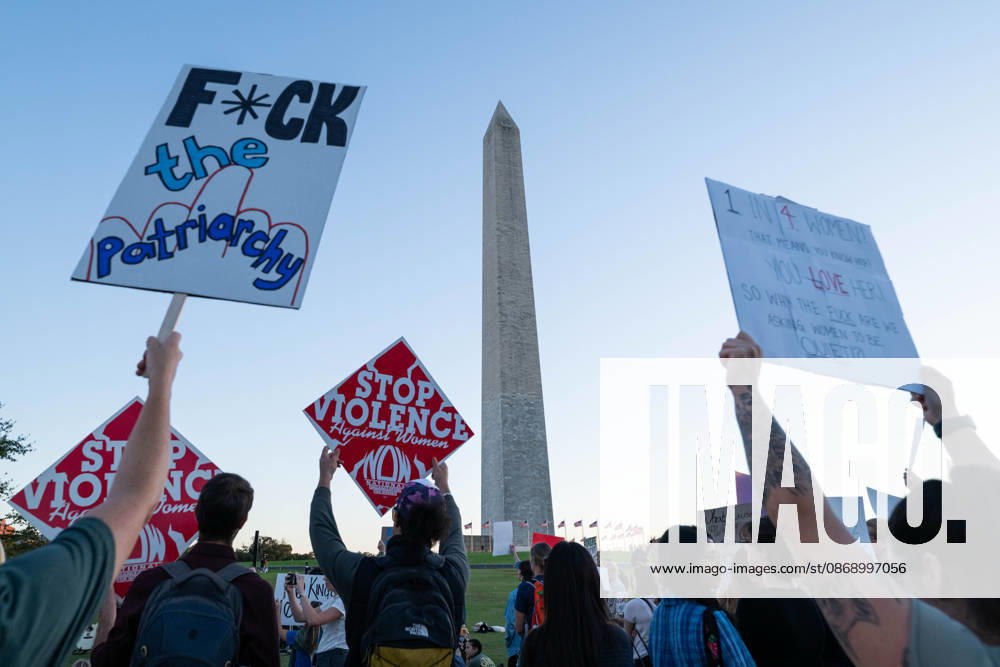 Demonstrators gather near the Washington Monument during a nationwide day of action against sexual violence in Washington. The demonstration is part of the I Am Jane Doe movement supporting a former Cornell University student who alleges she was sexually assaulted by members of a fraternity in 2024. Washington USA - ZUMAk206 20261008_znp_k206_031